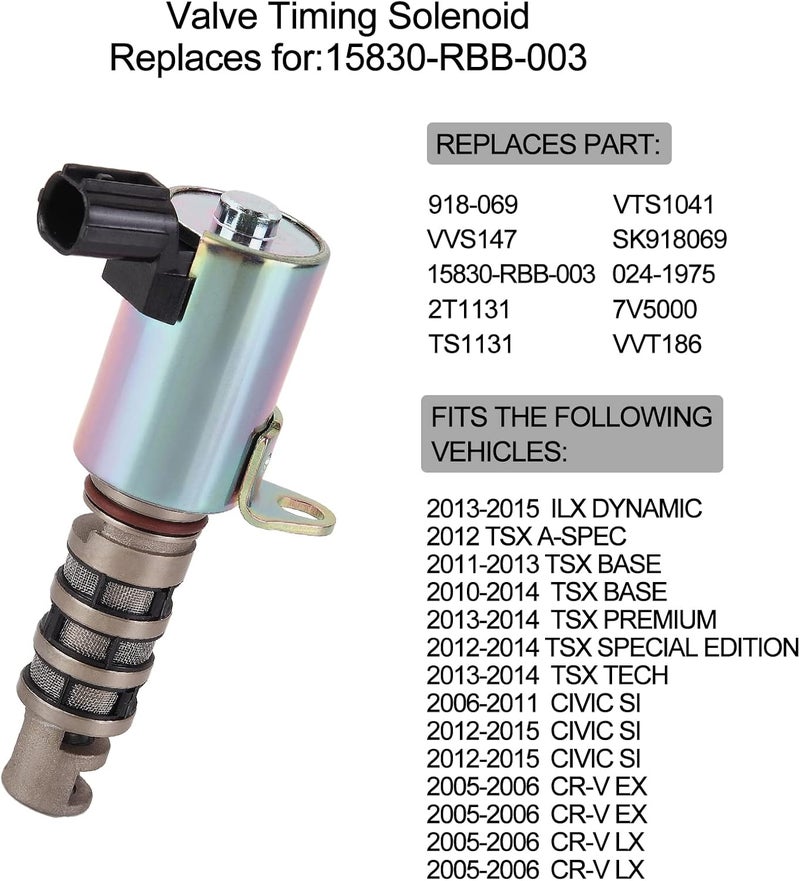 BLPextrm VVT Solenoid Fits for Honda Civic Si 2006-2015, CR-V EX LX 2005-2006, for Acura ILX 2013-2015, for Acura TSX 2010-2014 2.0L 2.4L, Engine Variable Valve Timing Solenoid Replace# 918-069 - Image 5
